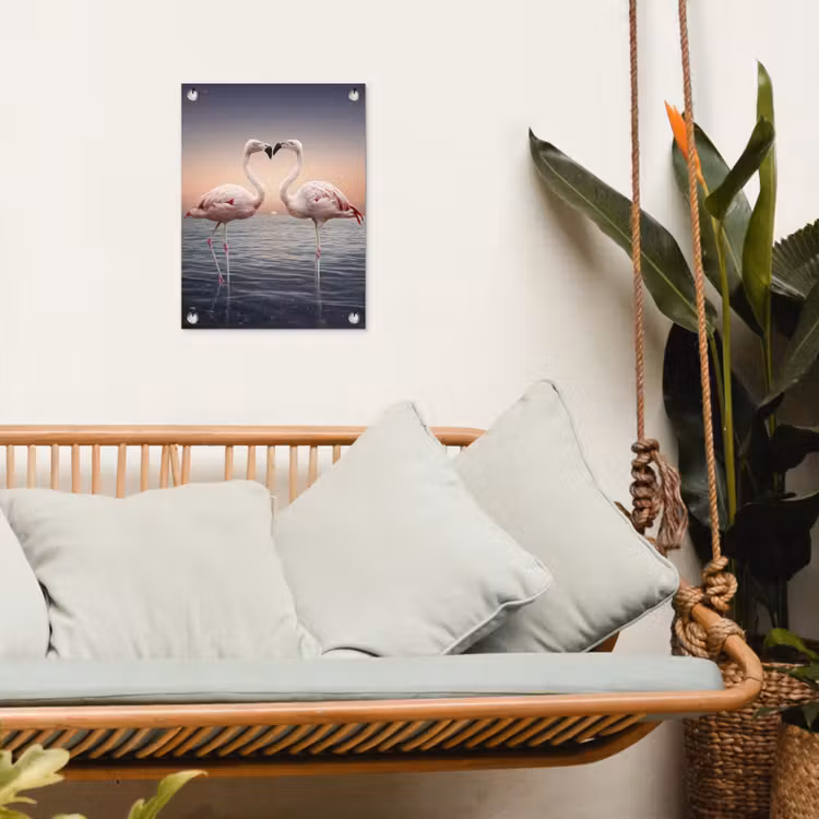 Tuinposter - Flamingo - Hart - Zee - Romantisch — 4