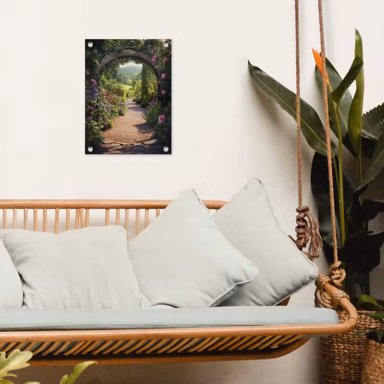 Tuinposter - Doorkijk - Bloemen - Natuur - Rozenboog — 4