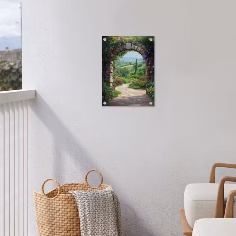 Tuinposter - Doorkijk - Landschap - Bloemen - Pad - Uitzicht — 5