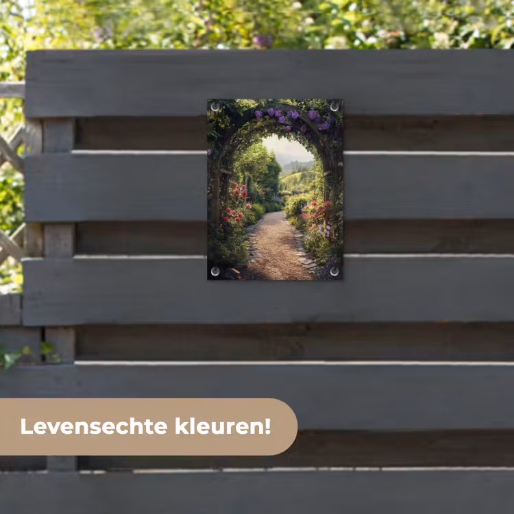 Tuinposter - Doorkijk - Landschap - Bloemen - Tuinboog - Natuur — 6