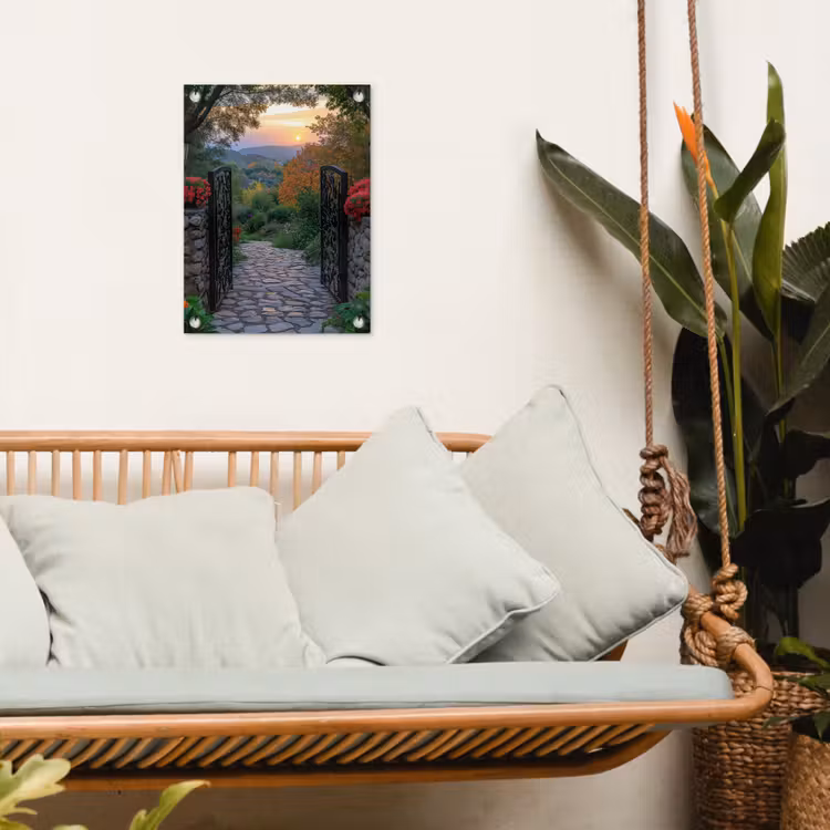 Tuinposter - Landschap - Hek - Pad - Zonsondergang - Natuur — 4