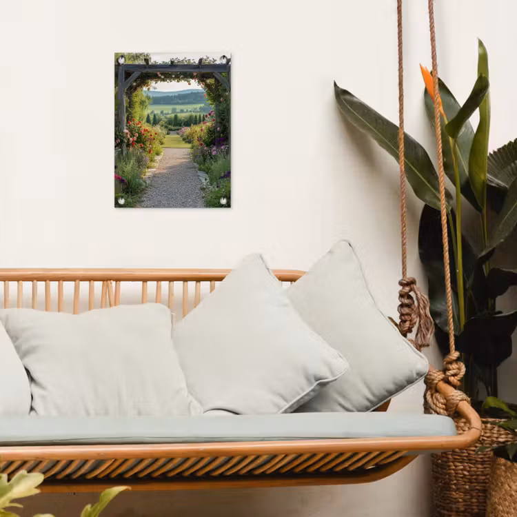 Tuinposter - Doorkijk - Landschap - Natuur - Tuinboog - Bloemen — 4