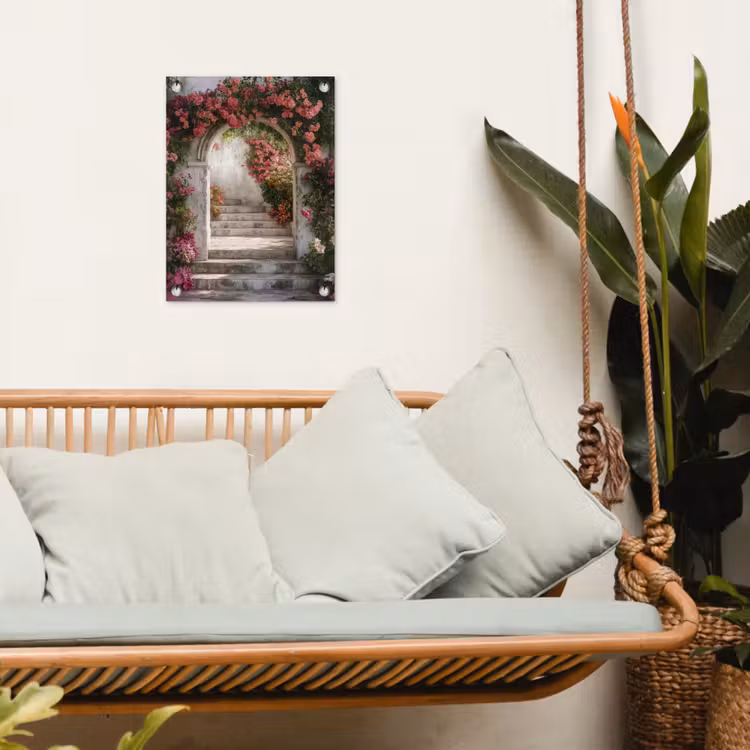 Tuinposter - Doorkijk - Rozen - Vintage - Poort — 4