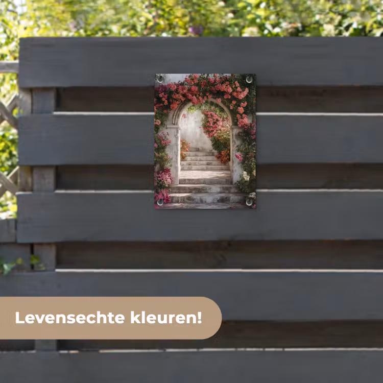 Tuinposter - Doorkijk - Rozen - Vintage - Poort — 6