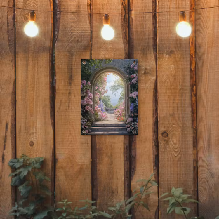 Tuinposter - Doorkijk - Rozen - Vintage - Bloemen — 2