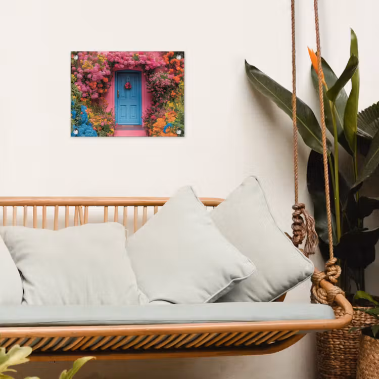 Tuinposter - Bloemen - Deur - Roze — 4