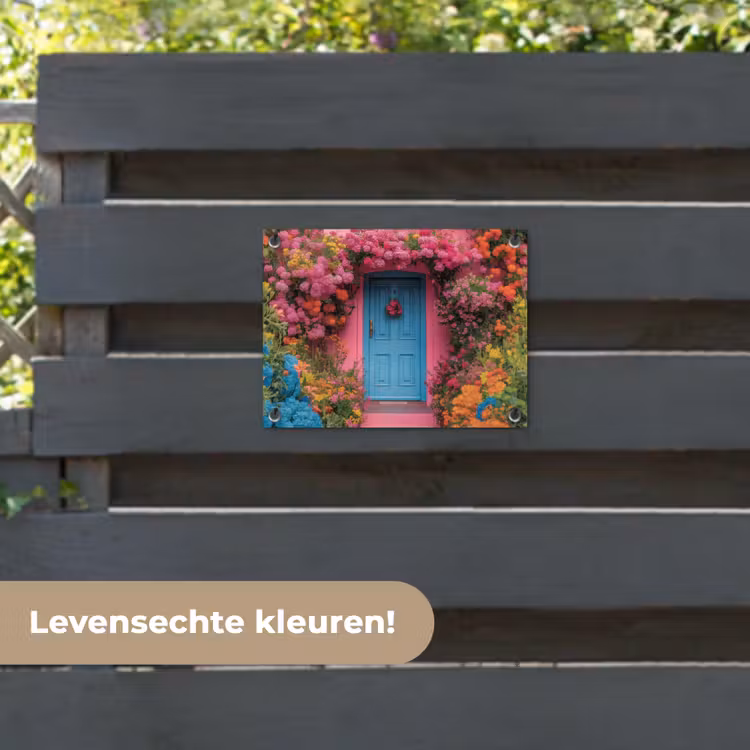 Tuinposter - Bloemen - Deur - Roze — 6