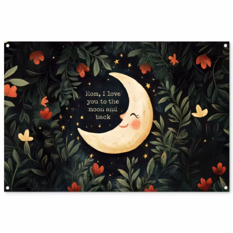 Tuinposter - Maan - Quote - Bloemen - Sterren — 1
