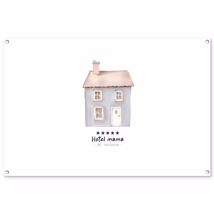 Tuinposter - Lichtblauw - Huisje - Mama - Tekst — 1