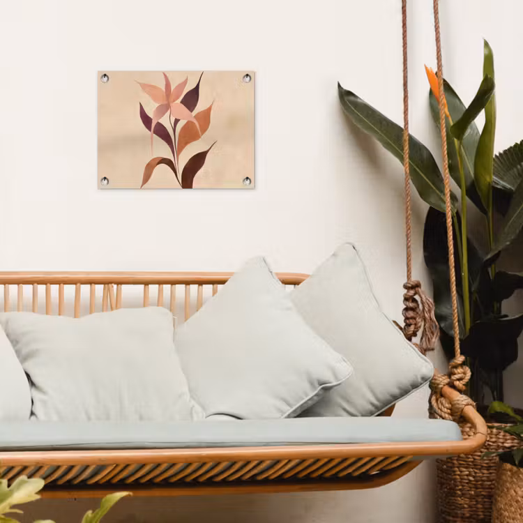 Tuinposter - Minimalistisch - Bloem - Bladeren - Beige — 4