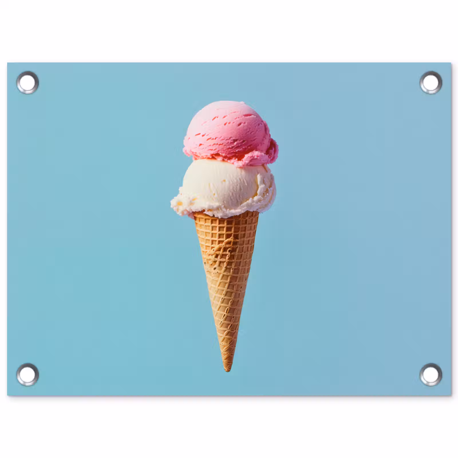 Tuinposter - Bolletjes - Schepijs - Hoorntje - Blauw — 1