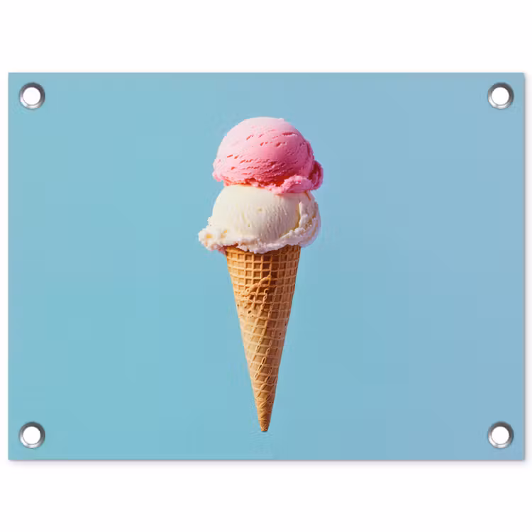 Tuinposter - Bolletjes - Schepijs - Hoorntje - Blauw — 1