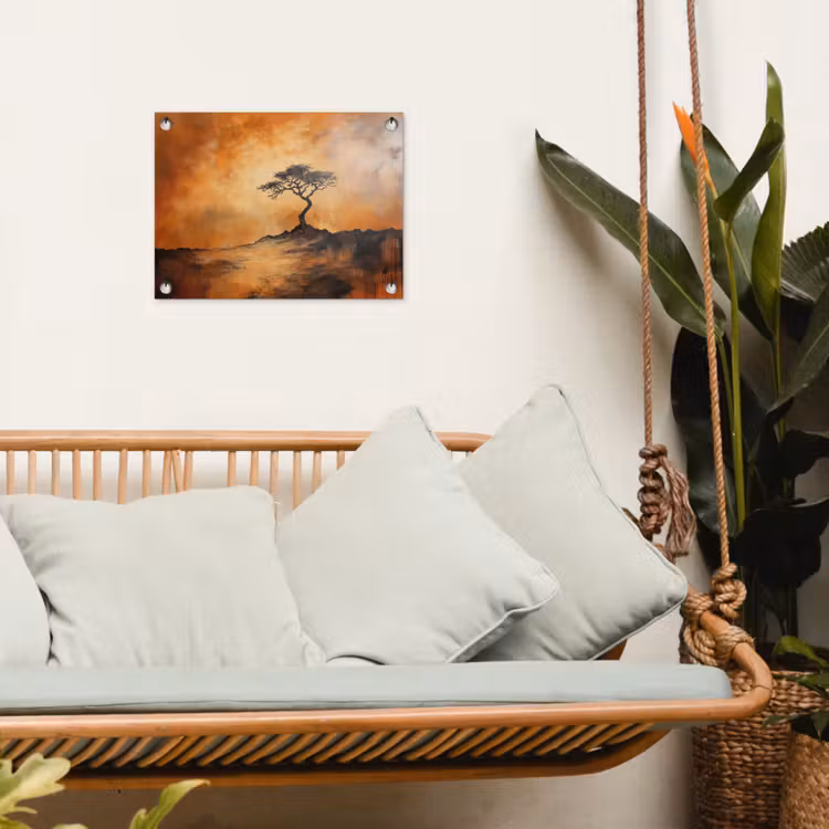 Tuinposter - Boom - Landschap - Oranje — 4