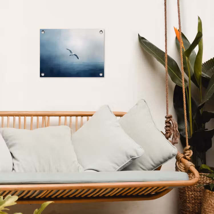 Tuinposter - Meeuw - Wit - Zee - Mistig — 4