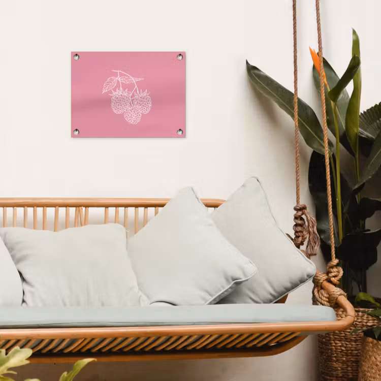 Tuinposter - Frambozen - Steel - Getekend - Roze — 4