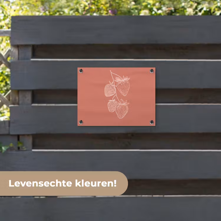 Tuinposter - Minimalistisch - Illustratie - Aardbei - Tak — 6