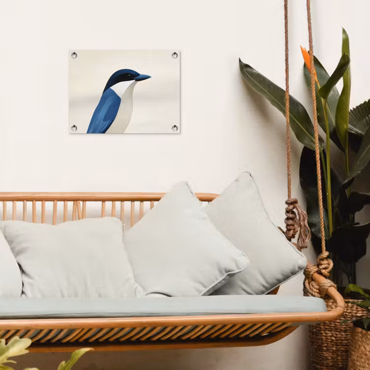 Tuinposter - Illustratie - Blauw - Vogel — 4
