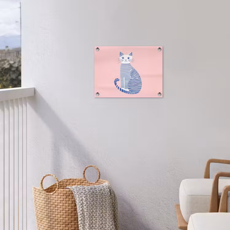 Tuinposter - Kat - Illustratie - Minimalistisch - Roze — 5