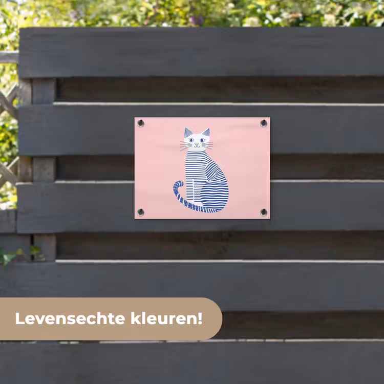 Tuinposter - Kat - Illustratie - Minimalistisch - Roze — 6