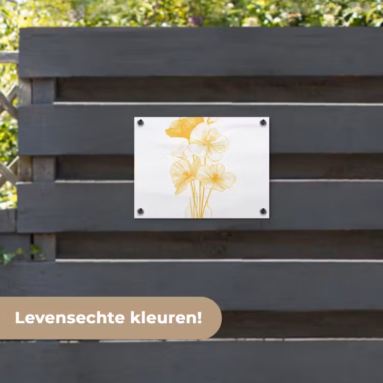 Tuinposter - Lijntekening - Bloemen - Geel - Vaas — 6