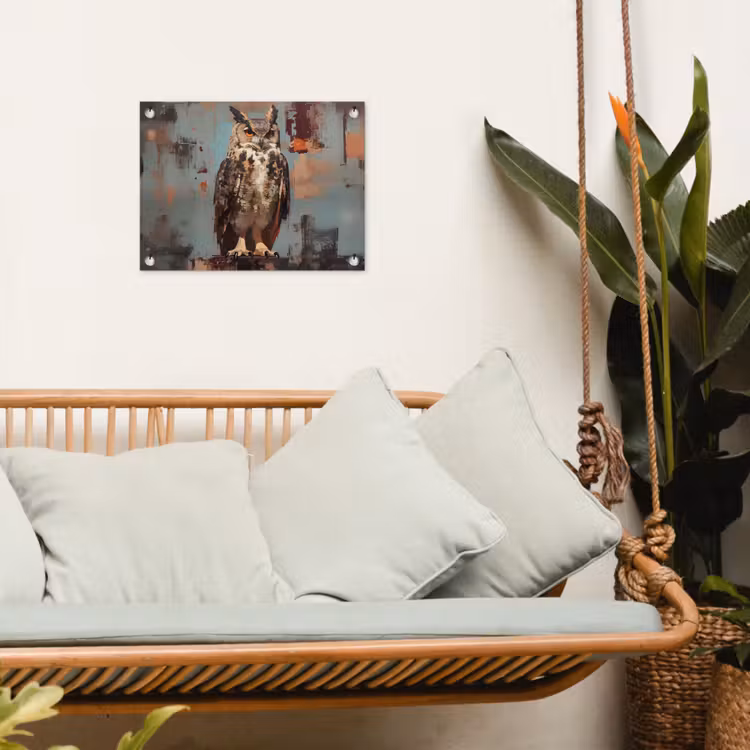 Tuinposter - Geschilderd - Abstract - Uil - Bruin — 4