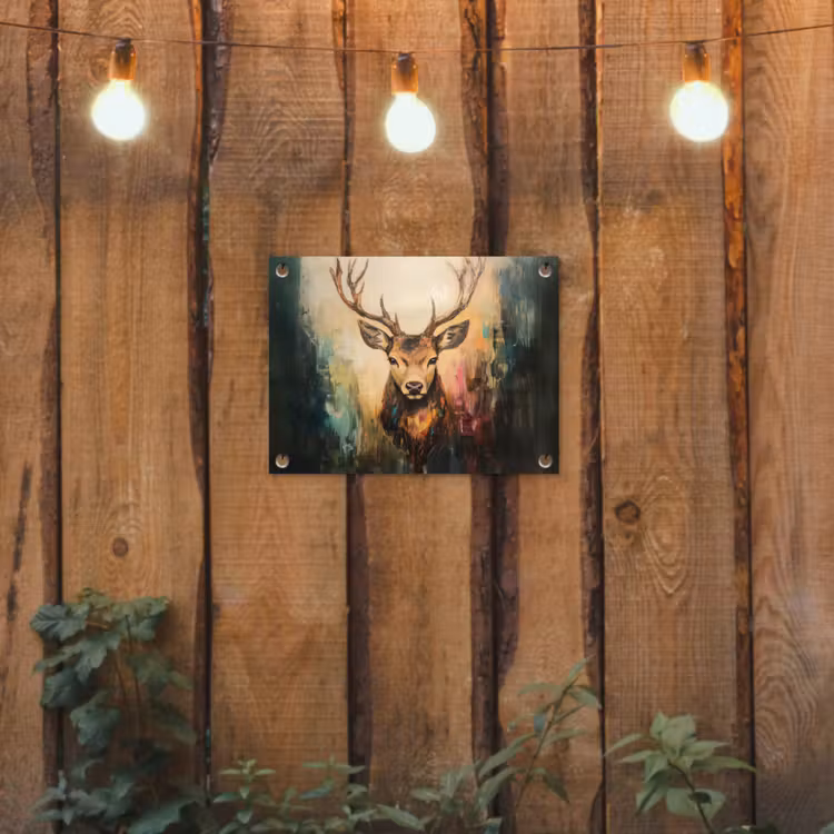 Tuinposter - Hert - Geverfd - Gewei - Bruin — 3