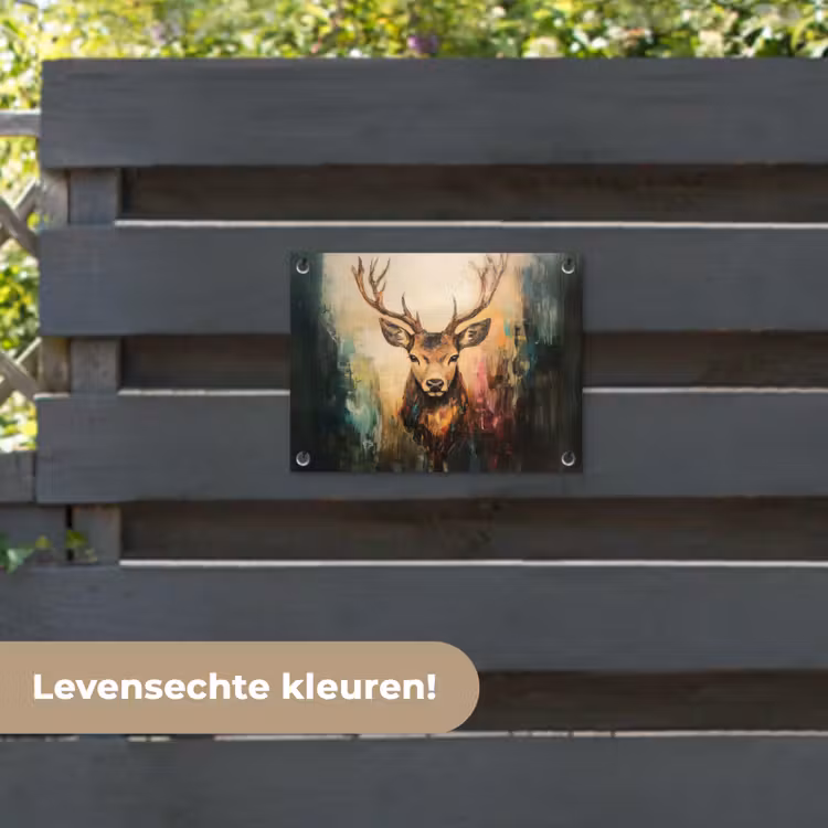 Tuinposter - Hert - Geverfd - Gewei - Bruin — 6