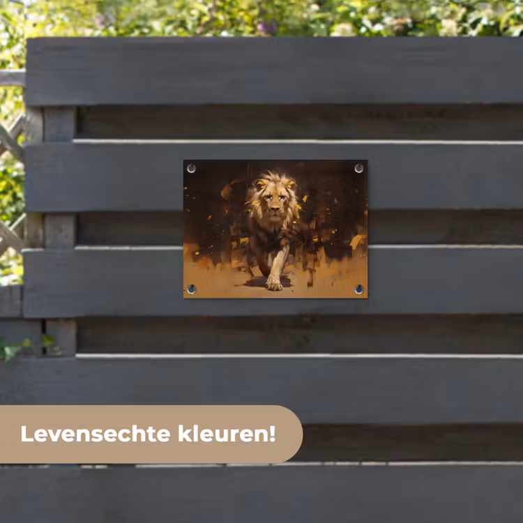 Tuinposter - Leeuw - Geschilderd - Abstract - Goud — 6
