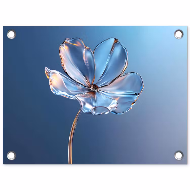 Tuinposter - Blauw - Bloem - Glazen - Sierlijk — 1