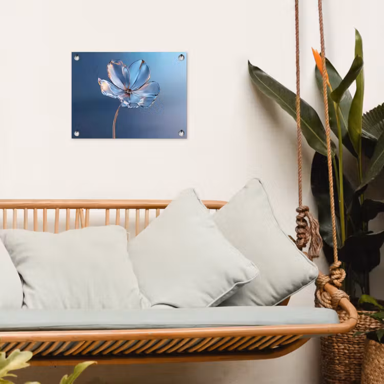 Tuinposter - Blauw - Bloem - Glazen - Sierlijk — 4