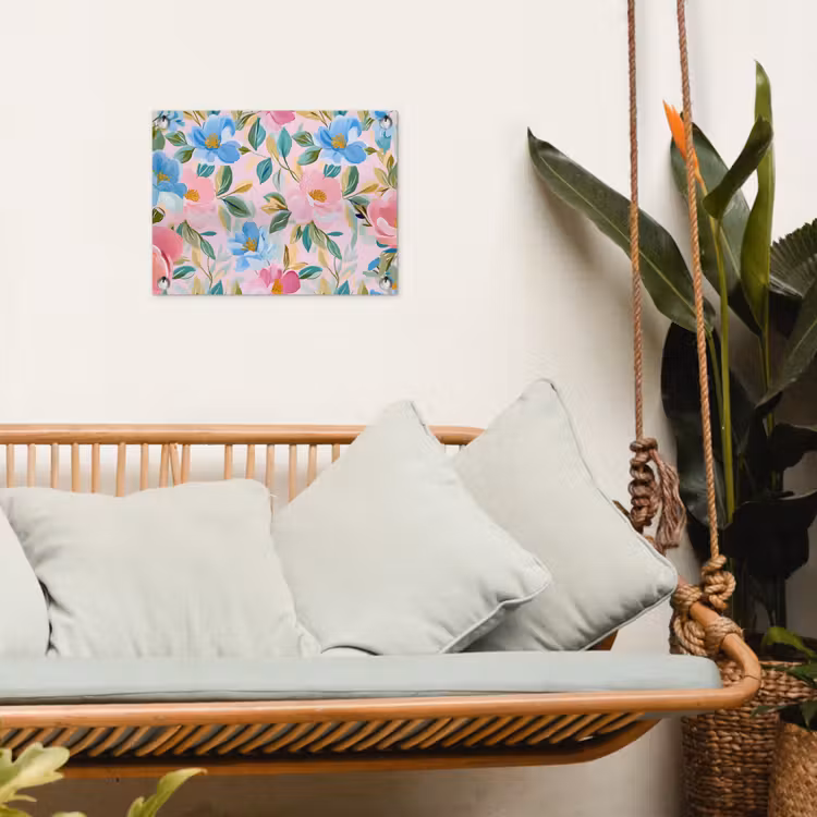 Tuinposter - Blauw - Roze - Bloemen — 4