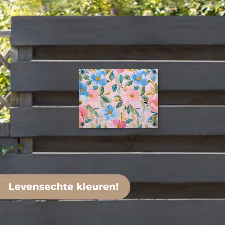 Tuinposter - Blauw - Roze - Bloemen — 6