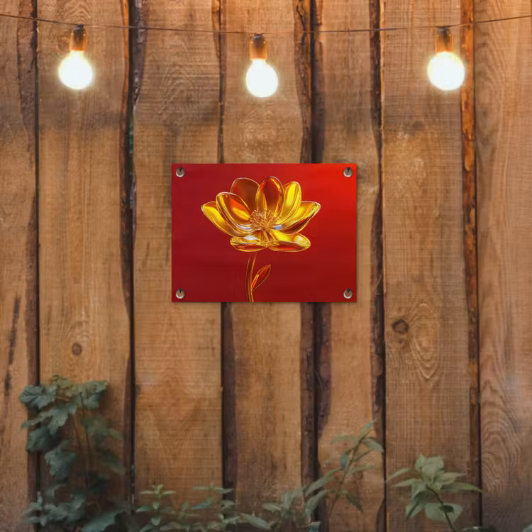 Tuinposter - Bloem - Goud - Glazen — 3