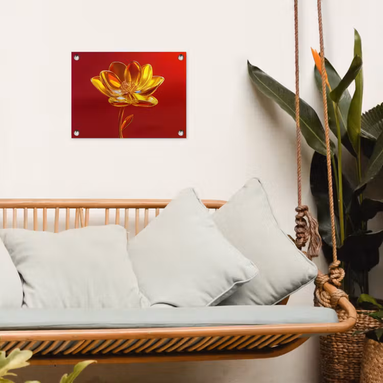 Tuinposter - Bloem - Goud - Glazen — 4