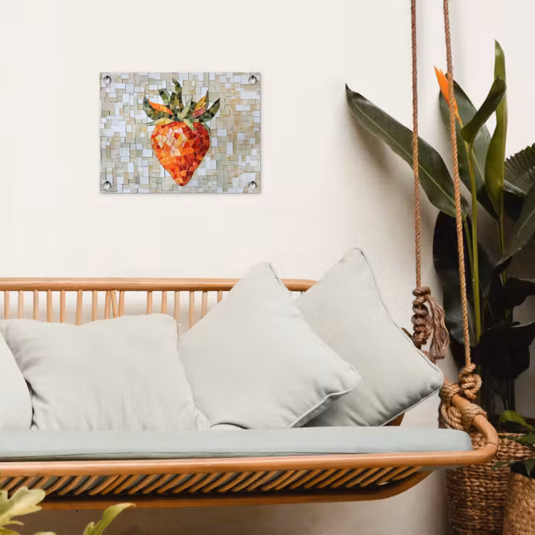 Tuinposter - Aardbei - Rood - Mozaïek - Fruit — 4