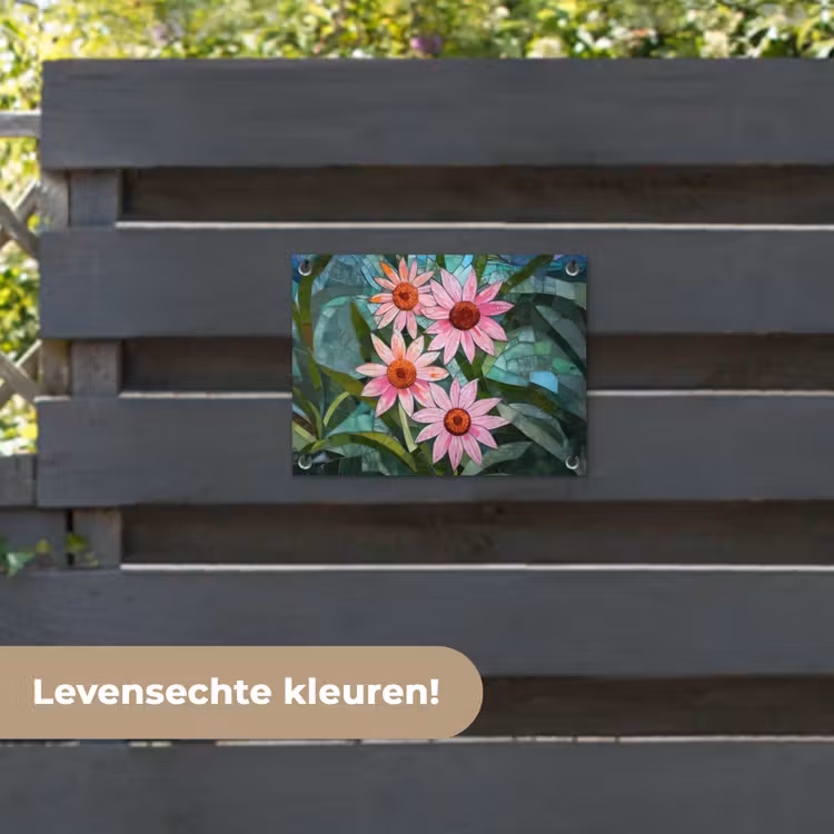 Tuinposter - Bloemen - Roze - Glasmozaïek — 6