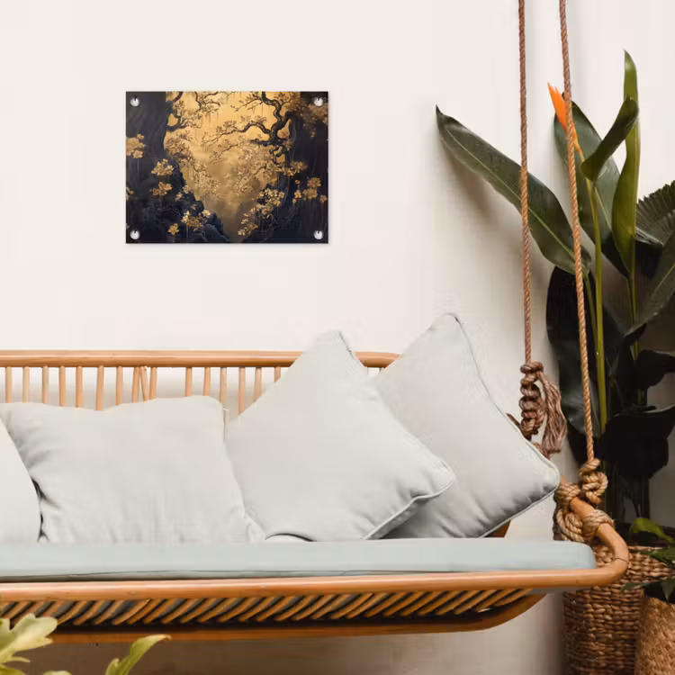 Tuinposter - Bloemen - Takken - Goud - Sierlijk — 4