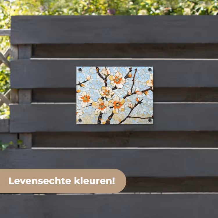 Tuinposter - Bloesems - Wit - Mozaïek - Tak — 6