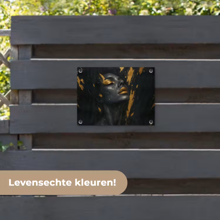 Tuinposter - Gezicht - Vrouw - Verfspatten - Abstract — 6