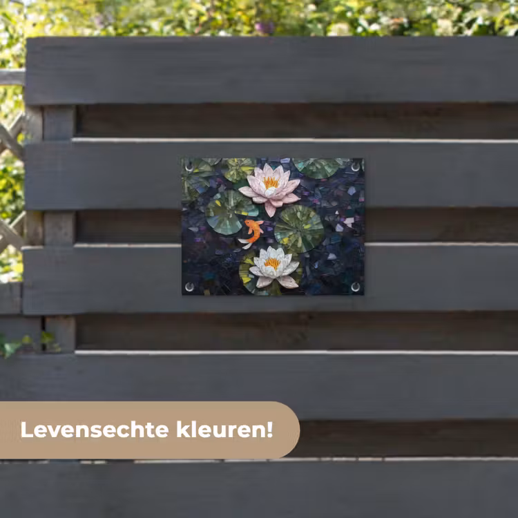 Tuinposter - Glasstukjes - Leliebladeren - Vis - Oranje — 6