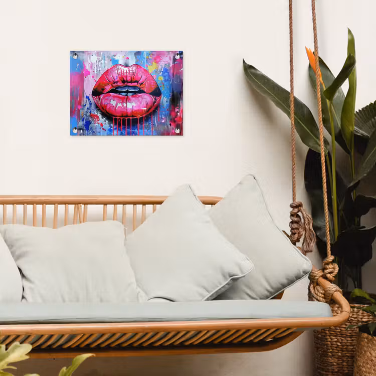 Tuinposter - Graffiti - Lippen - Felroze - Geschilderd — 4