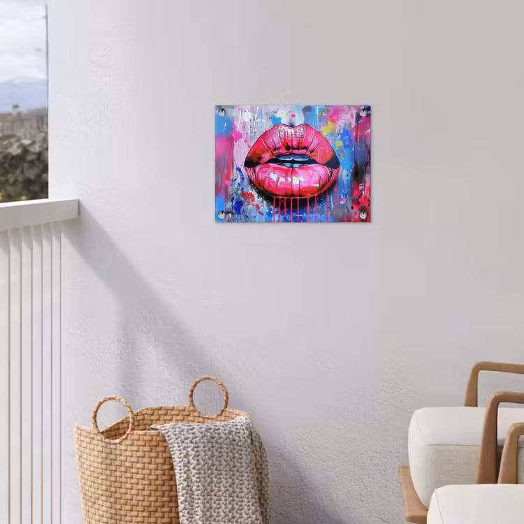 Tuinposter - Graffiti - Lippen - Felroze - Geschilderd — 5