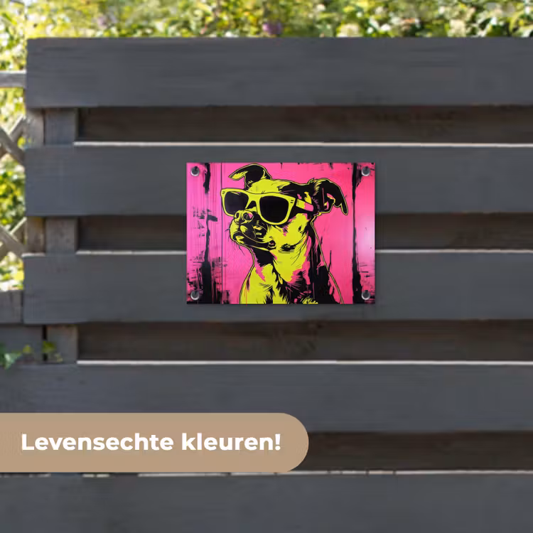 Tuinposter - Hond - Zonnebril - Roze - Art — 6