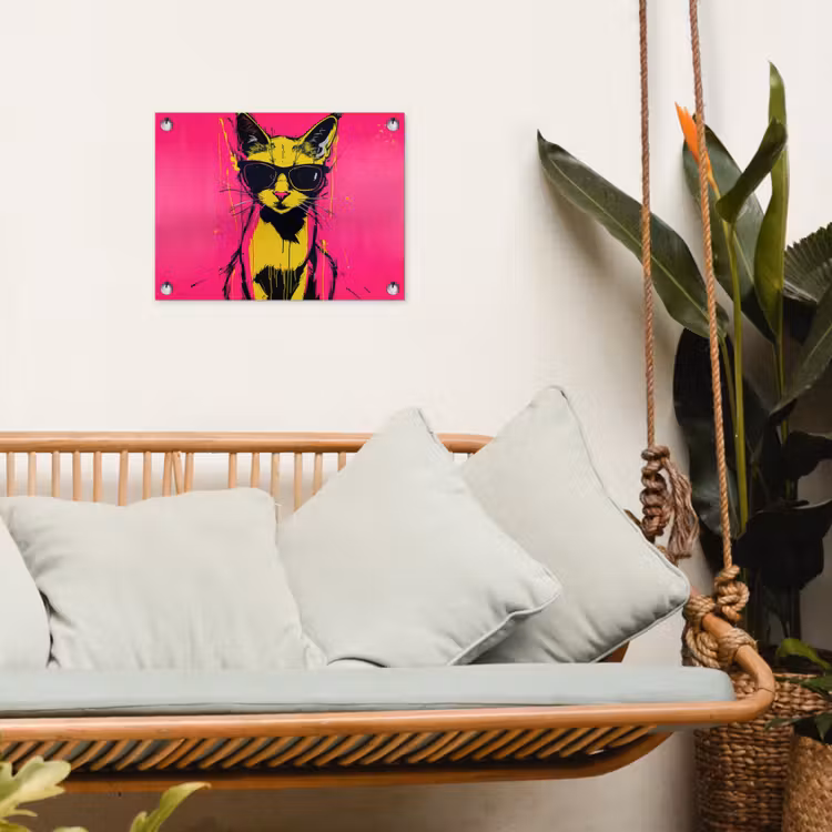Tuinposter - Kat - Art - Zonnebril - Roze — 4
