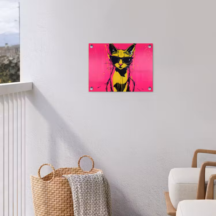 Tuinposter - Kat - Art - Zonnebril - Roze — 5