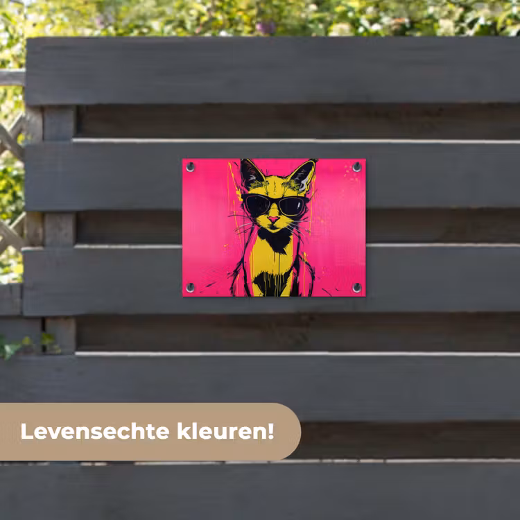 Tuinposter - Kat - Art - Zonnebril - Roze — 6