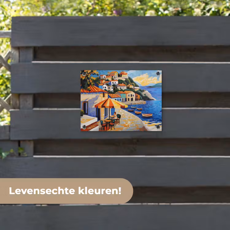 Tuinposter - Kustdorp - Huisjes - Mozaïek - Zee — 6
