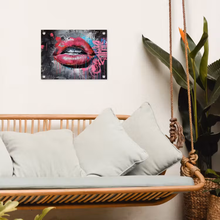 Tuinposter - Lippen - Felroze - Graffiti - Verfstrepen — 4