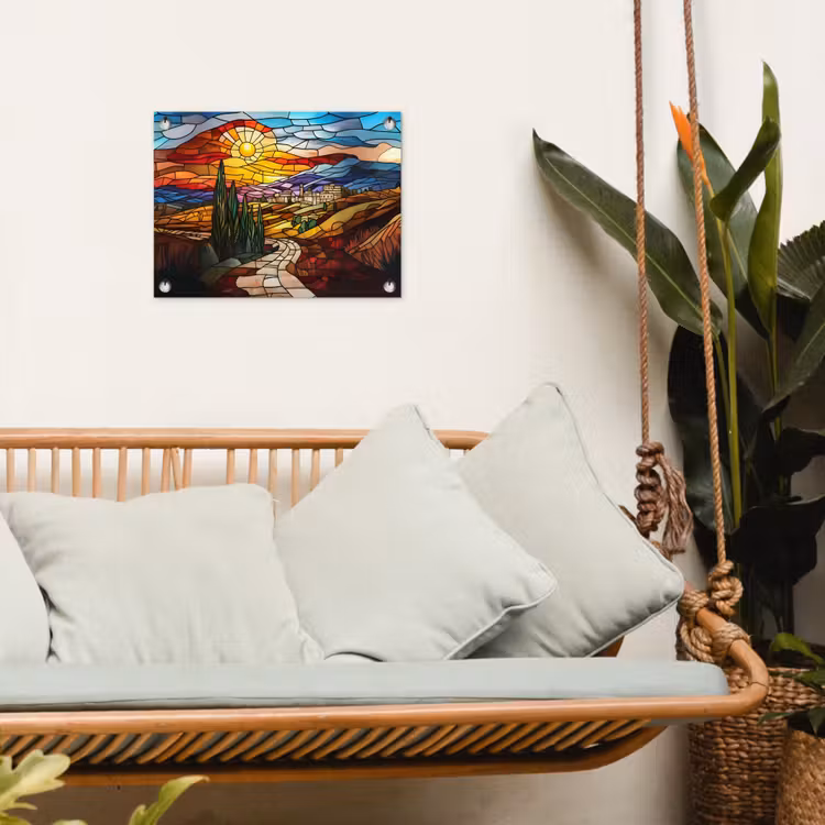 Tuinposter - Mozaïek - Zon - Landschap - Dorp — 4