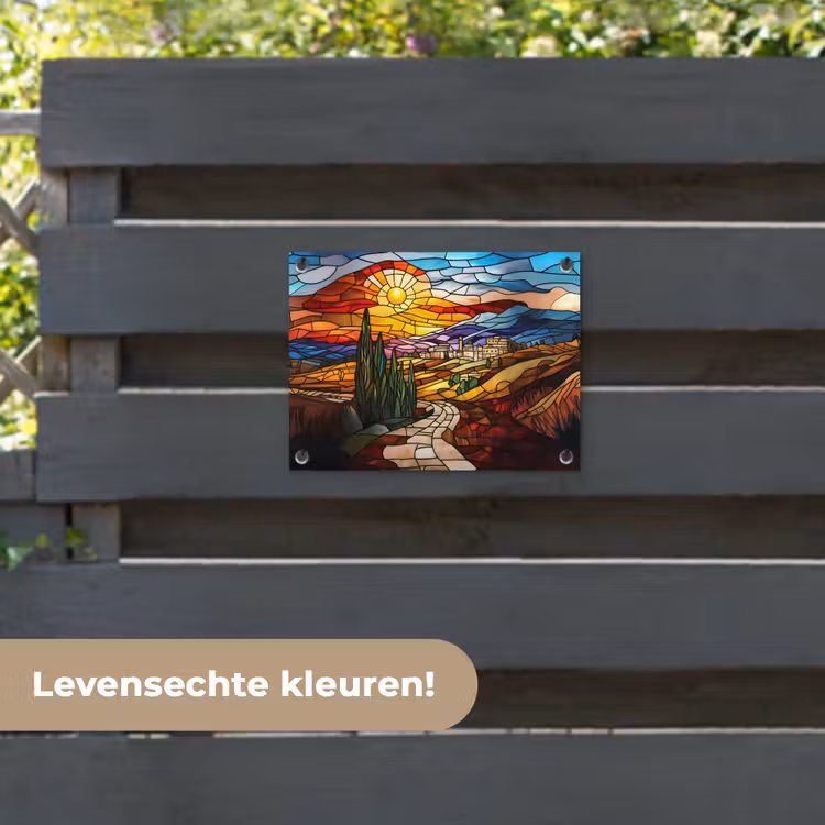 Tuinposter - Mozaïek - Zon - Landschap - Dorp — 6